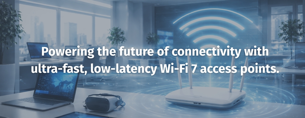 Wi-Fi 7 access points in modern smart office environment